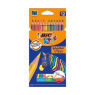 Színes ceruza készlet hatszögletű - BIC Kids Evolution - 12 db/csomag - hajlékony csíkos környezetbarát