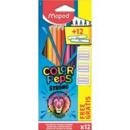 Maped Color Peps Strong színes ceruza készlet 12 szín 12 db matricával