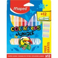 Filctoll készlet Maped Color Peps - 2,8 mm - 12 szín - Jungle + ajándék matrica