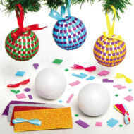 Karácsonyfa gömb készítő kreatív készlet - mozaikos 4 db/csomag