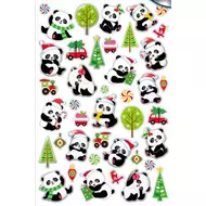 Karácsonyi matrica 14x21 cm - Panda