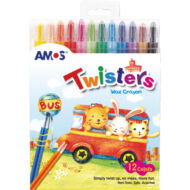 Csavarós zsírkréta toll műanyag burkolatban - 12 szín - Amos Twister