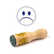 Motivációs jutalmazó fa bélyegző - Smile - Szomorú arc
