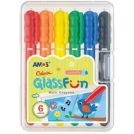 Ablakfestő zsírkréta műanyag dobozban 6 szín Amos