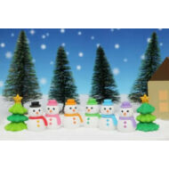 Karácsonyi puzzleradír - hóemberek és fenyőfa
