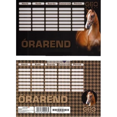 Lovas órarend - kicsi - Geo Horse Black