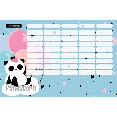 Panda-unikornisos nagy órarend - Lollipop Pandacorn