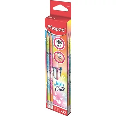 Grafitceruza készlet HB radírral - Maped Mini Cute állatos - vegyes 12 db/cs