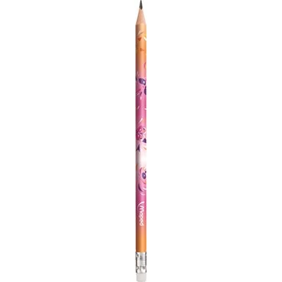 Grafitceruza HB háromszögletű radírral - Maped Mini Cute - rózsaszín