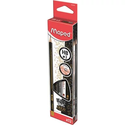 Maped háromszögletű grafitceruza készlet Black Peps Deco - HB (12 db)