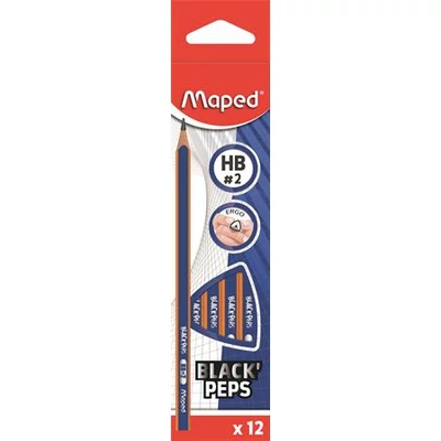 Maped háromszögletű grafitceruza készlet Black Peps Navy - HB (12 db)