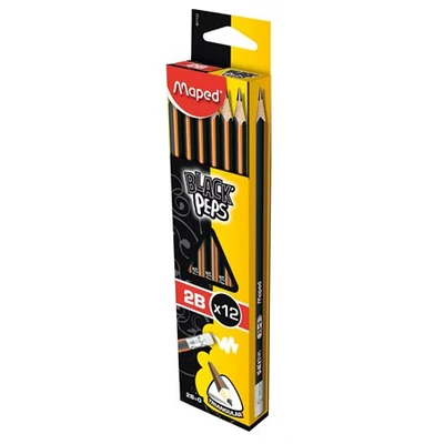Maped Black Peps háromszögletű grafitceruza radírral 2B