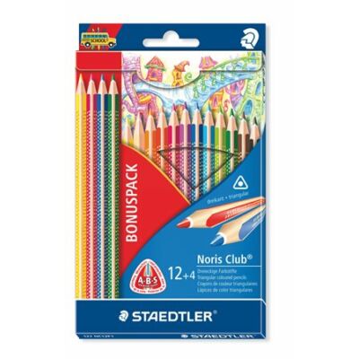 Staedtler háromszögletű színes ceruza készlet - 12+4 db/csomag - Noris Club