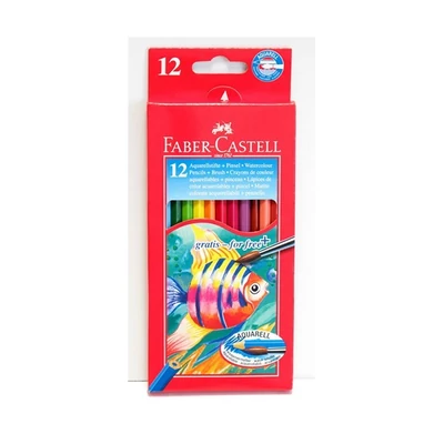 Színesceruza készlet 12 db - Faber-Castell Aquarelle ajándék ecsettel