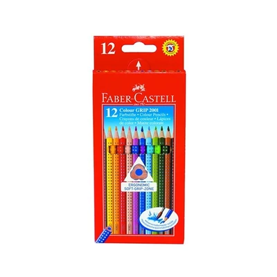 Színes ceruza készlet háromszögletű - 12 db/csomag - Faber-Castell Grip 2001
