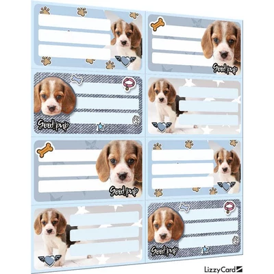Kutyás íves füzetcímke - 8 etikett/ív - Pet Good Pup