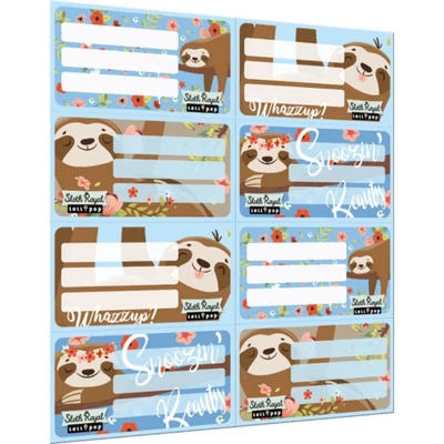 Lajháros íves füzetcímke - 8 etikett/ív - Lollipop Sloth Royal
