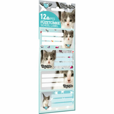 Cicás füzetcímke - 12 etikett/csomag - Pet Fluff Kitten