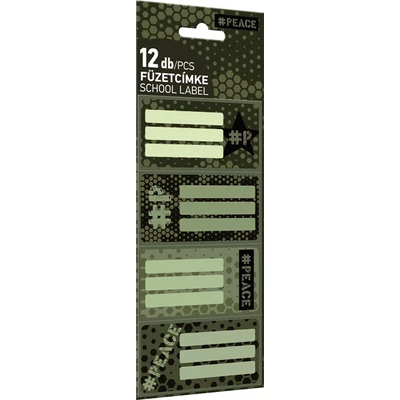 Terepmintás füzetcímke Peace Pixel - 12 db / csomag