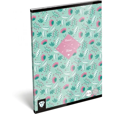 Virágos vonalas füzet - A5 - 21-32 - Kis Bagoly Flower Green
