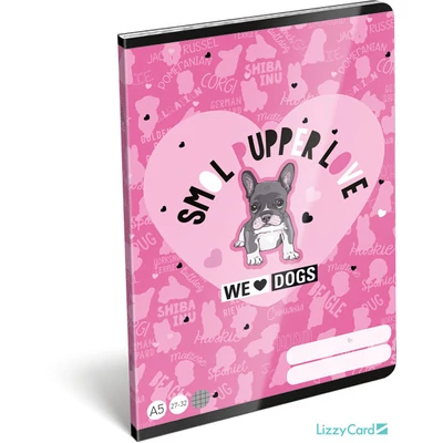 Kutyás kockás A5 füzet 27-32 - We love dogs Blue