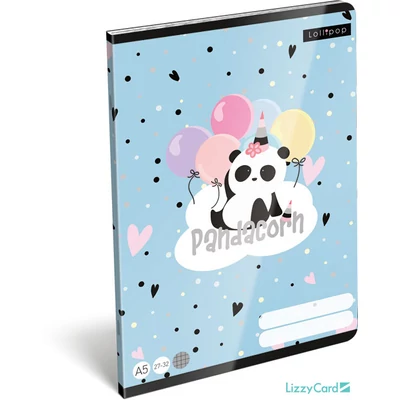 Panda-unikornisos kockás A5 füzet 27-32 - Lollipop Pandacorn