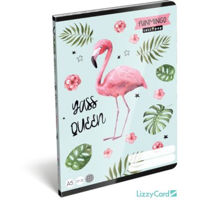 Flamingós kockás füzet - A5 - 27-32 - Lollipop Funmingo