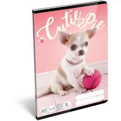 Pet Cutie Pie csivava kutyás 3. osztályos vonalas füzet