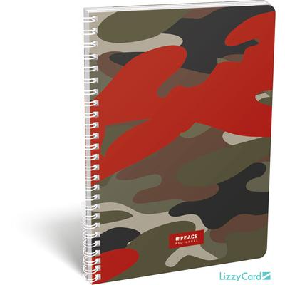 Terepmintás vonalas spirálfüzet - A4 - Peace Red