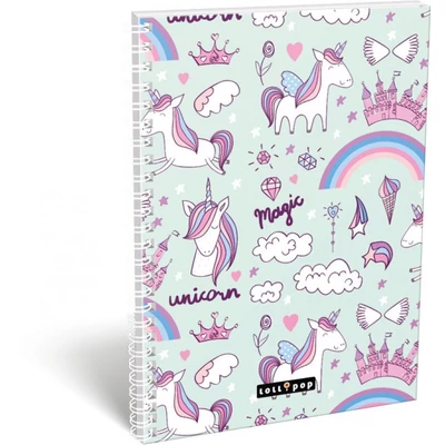 Unikornis vonalas spirálfüzet - A4 - Lollipop Unicorn Magic