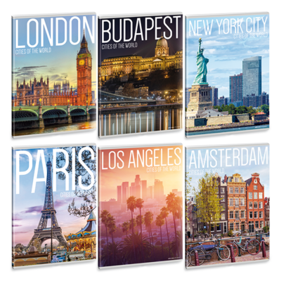Világ városai vonalas füzet - A4 - 40 lap Ars Una Cities of the World
