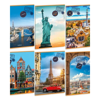 Világ városai kockás füzet - A4 - 40 lap Ars Una Cities of the World 23