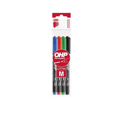 Alkoholos marker / filc - ICO OHP M - 1–1,5 mm - 4 színű készlet
