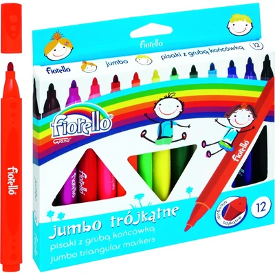 Filctoll készlet - Fiorello Jumbo - vastag háromszögletű - 12 szín