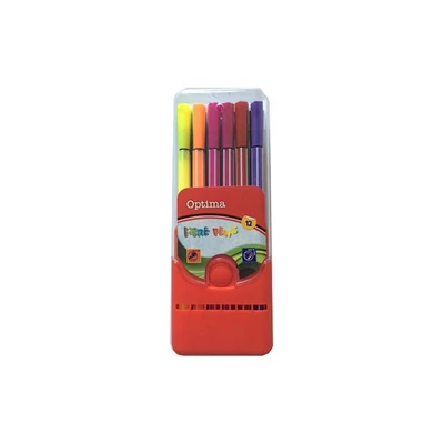 Filctoll készlet - Optima - 12 szín - műanyag tartóban