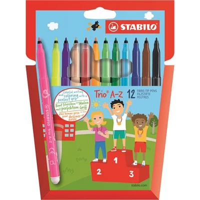Stabilo Trio A-Z filctoll készlet - 0,7 mm vonalvastagság - 12 szín