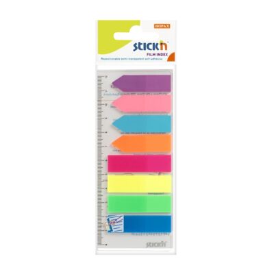 Oldaljelölő címke - színes írható műanyag - 12x45mm lap + 12x42mm nyilak - STICK`N