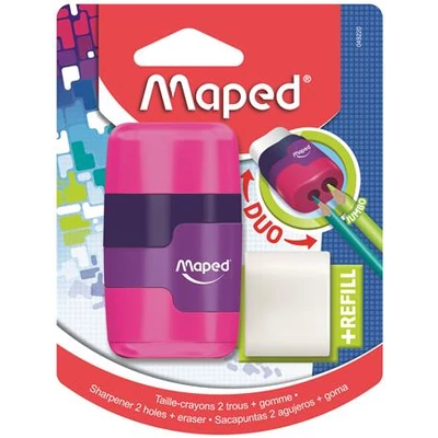 MAPED Connect kétlyukú tartályos hegyező radírral