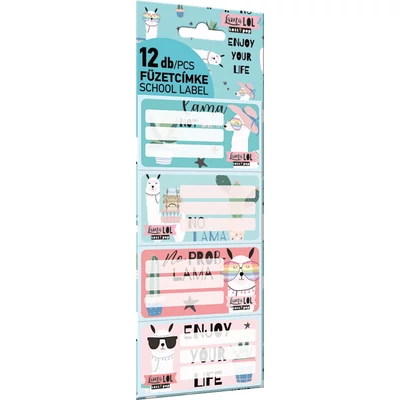 Lámás füzetcímke Lollipop Lama LOL - 12 db / csomag