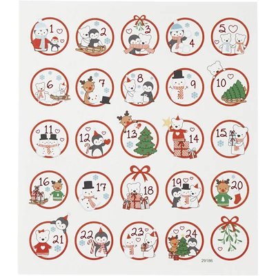 Karácsonyi számok adventi kalendáriumhoz - cuki állatos adventi számos matricák