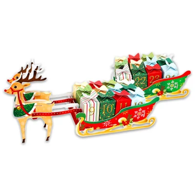 Adventi kalendárium papír rénszarvas szán csomagokkal - DIY