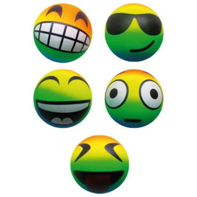 Neon smiley labda 13 cm - emoji gumilabda