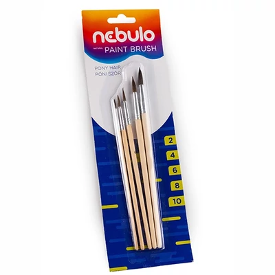 Ecsetkészlet 5 db/szett (2-4-6-8-10) - natúr fanyelű - Nebulo
