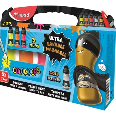 Tempera - Maped palackos tempera - 5 fluoreszkáló és metál szín