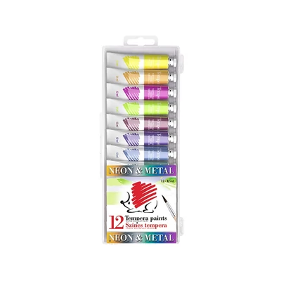 ICO Süni 12 neon és metál színes tempera