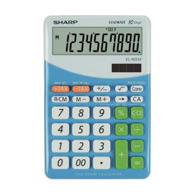 Asztali számológép - 10 számjegyes - SHARP EL-332 - Kék