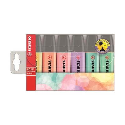 Szövegkiemelő készlet - Stabilo Boss Pastel - 6 pasztell szín/csomag
