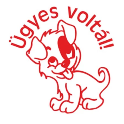 Motivációs jutalmazó bélyegző - Ügyes voltál! - kiskutyás piros tintával