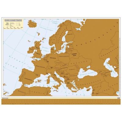 Európa országai kaparós térkép arany bevonattal