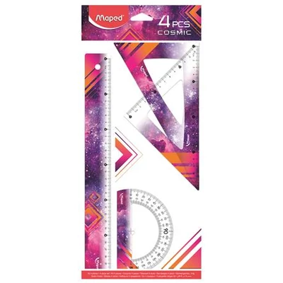 Vonalzó készlet 4 db-os - Maped Cosmic - rózsaszín